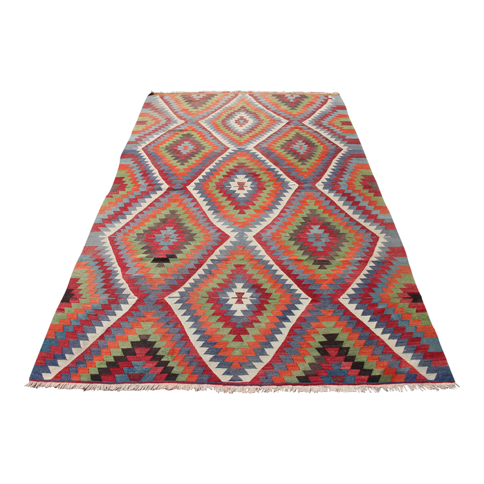 Kilim turco vintage con motivo a rombi 198x348 cm #764