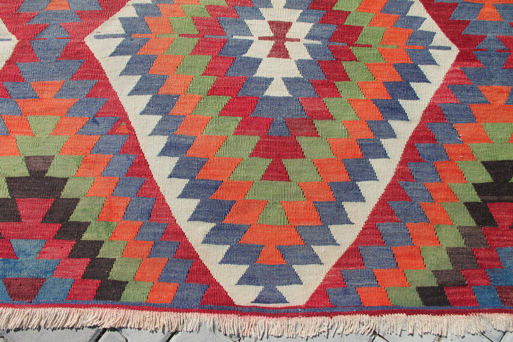 Kilim turco vintage con motivo a rombi 198x348 cm #764