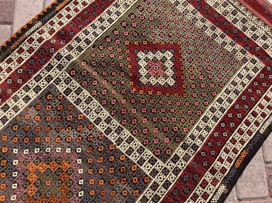 Vintage turkkilainen Kilim käytävälenkki 250cm x 84cm