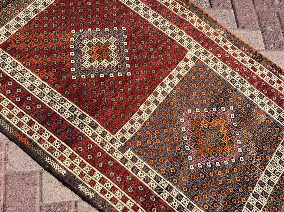 Vintage turkkilainen Kilim käytävälenkki 250cm x 84cm