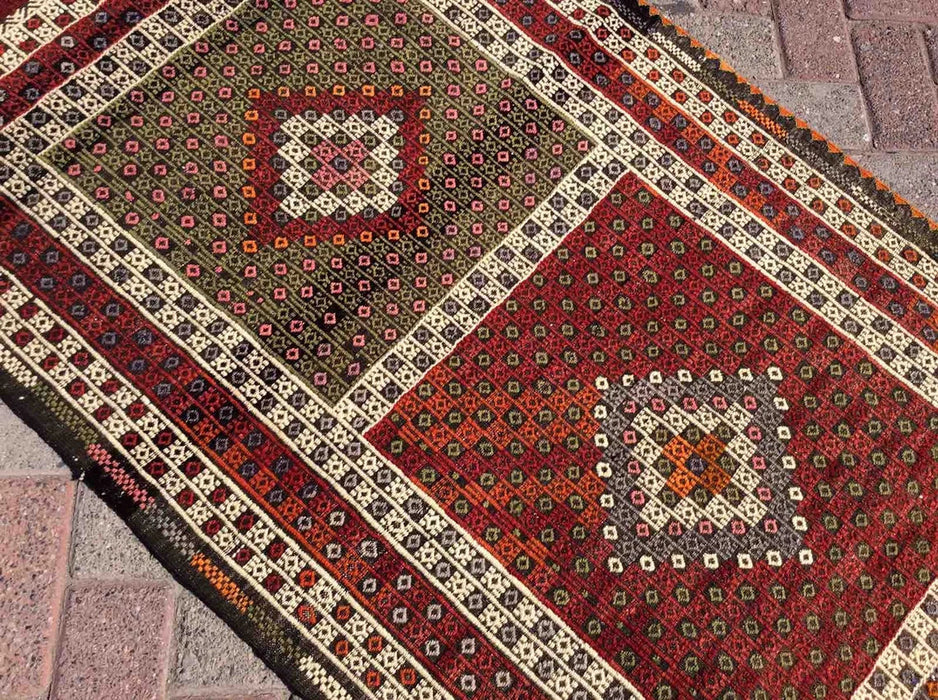 Vintage turkkilainen Kilim käytävälenkki 250cm x 84cm