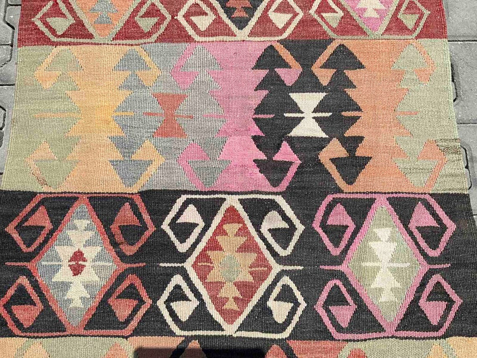 Vintage turkkilainen Kilim käytävälenkki 274cm x 97cm