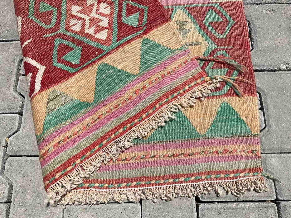 Vintage turkkilainen Kilim käytävälenkki 274cm x 97cm