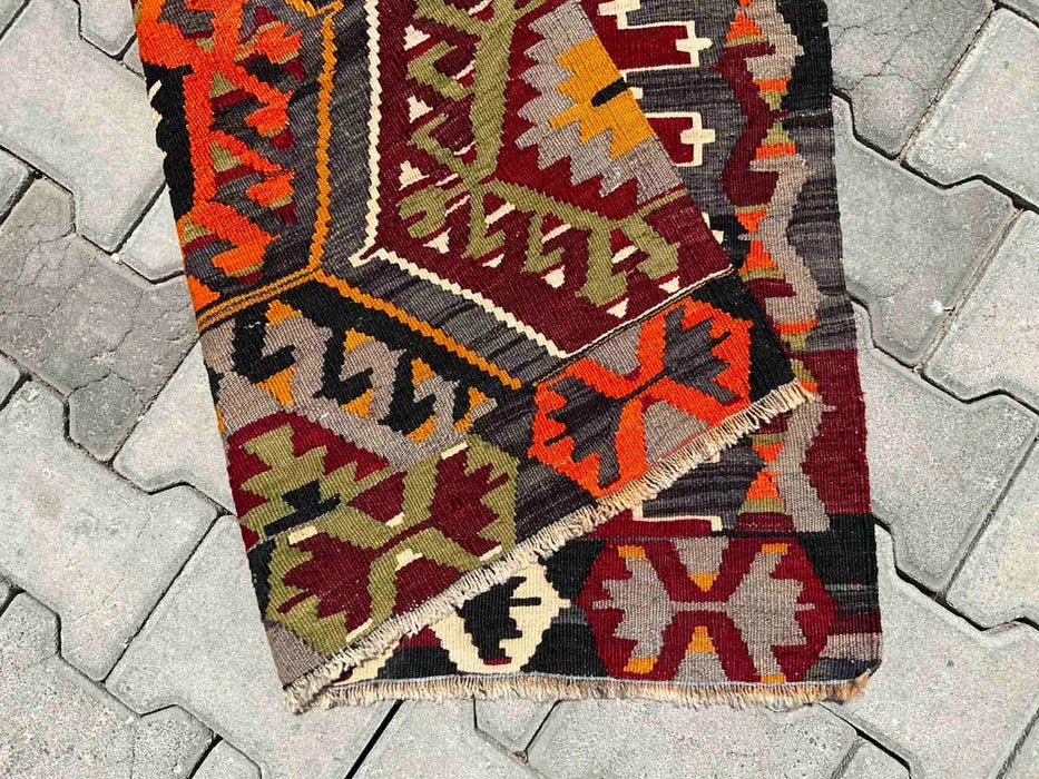 Vintage Turkish Kilim Hallway Runner 286cm x 92cm