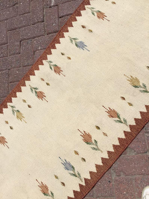 Vintage turkkilainen Kilim käytävälenkki 288cm x 78cm