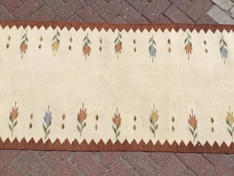 Vintage turkkilainen Kilim käytävälenkki 288cm x 78cm