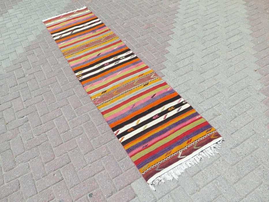 Vintage Turkish Kilim Hallway Runner 300cm x 76cm