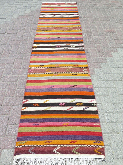 Vintage Turkish Kilim Hallway Runner 300cm x 76cm