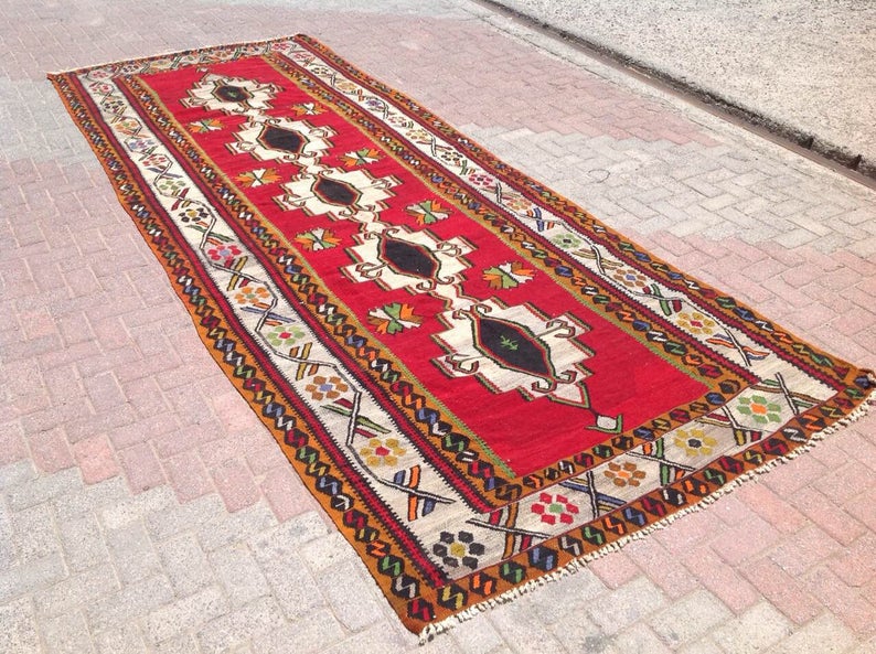 Vintage Turkish Kilim Hallway Runner 455cm x 171cm