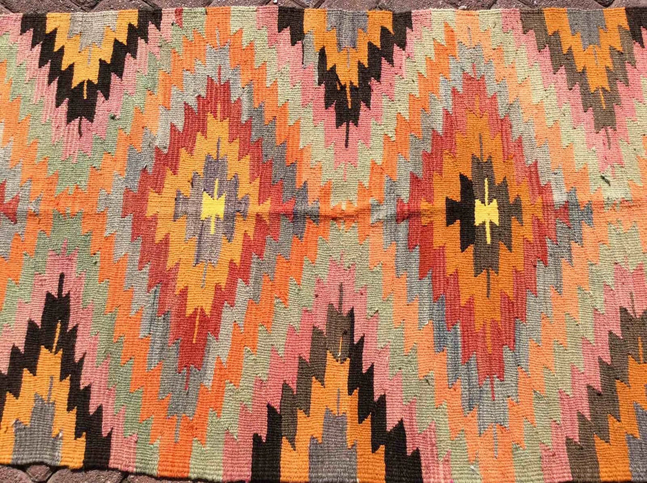 Vintage turkkilainen Kilim käytävän juoksumatto 215 cm x 91 cm