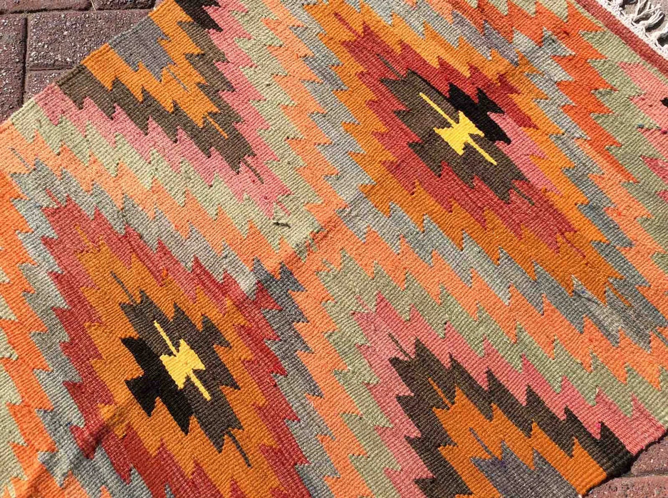 Vintage turkkilainen Kilim käytävän juoksumatto 215 cm x 91 cm