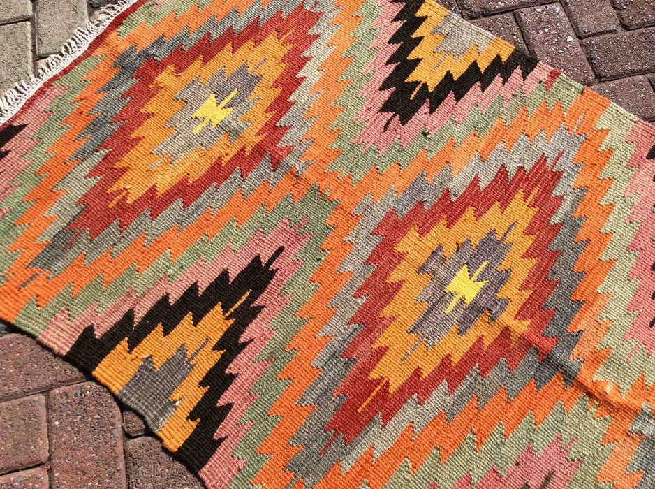 Vintage turkkilainen Kilim käytävän juoksumatto 215 cm x 91 cm