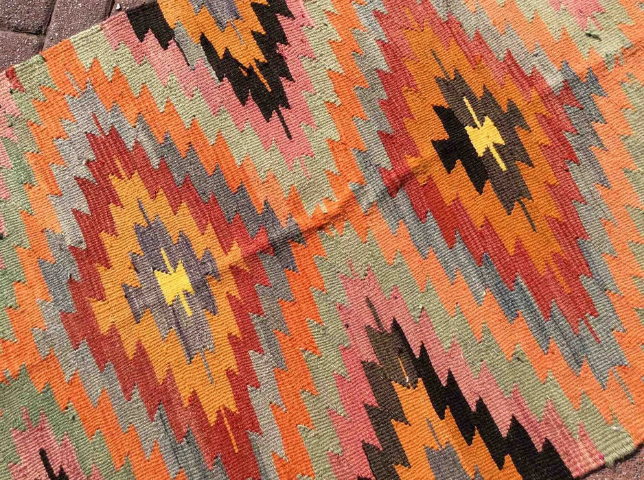 Vintage turkkilainen Kilim käytävän juoksumatto 215 cm x 91 cm