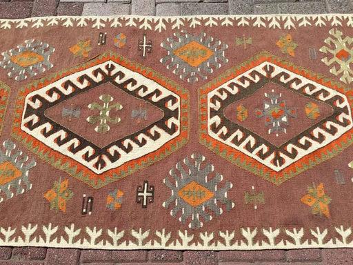 Vintage turkkilainen Kilim käytävän juoksumatto 267cm x 88cm