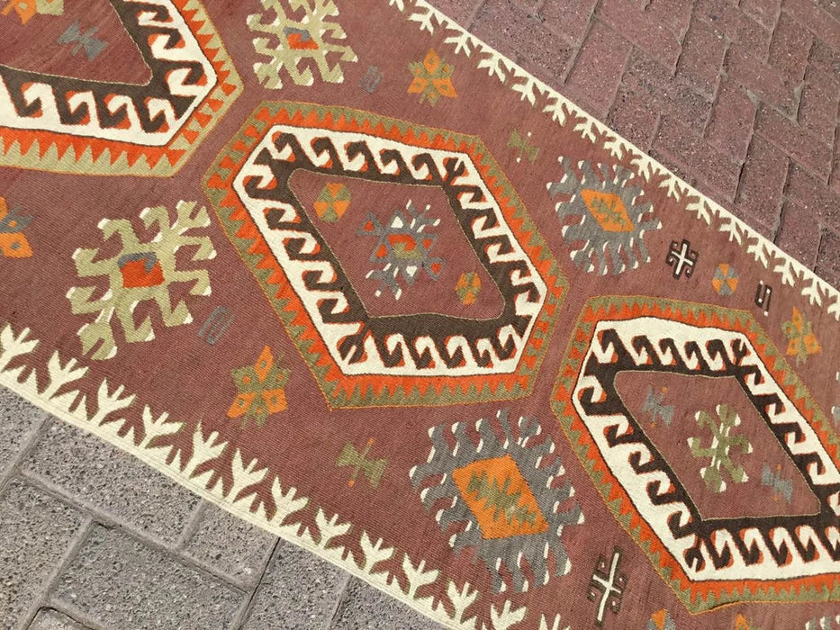 Vintage turkkilainen Kilim käytävän juoksumatto 267cm x 88cm