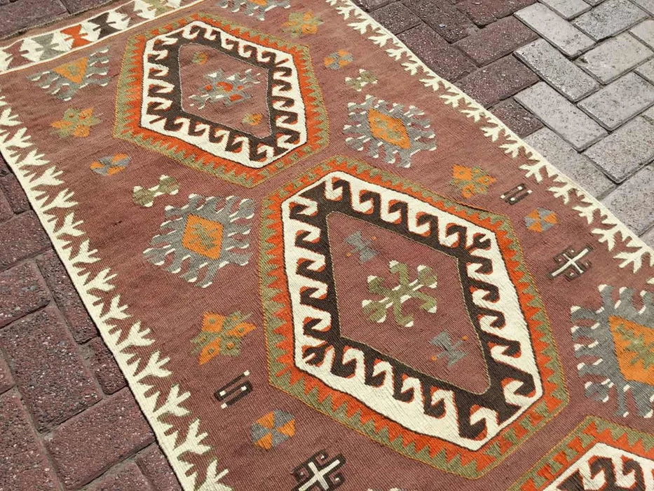 Vintage turkkilainen Kilim käytävän juoksumatto 267cm x 88cm