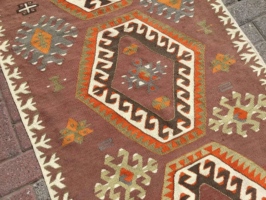 Vintage turkkilainen Kilim käytävän juoksumatto 267cm x 88cm