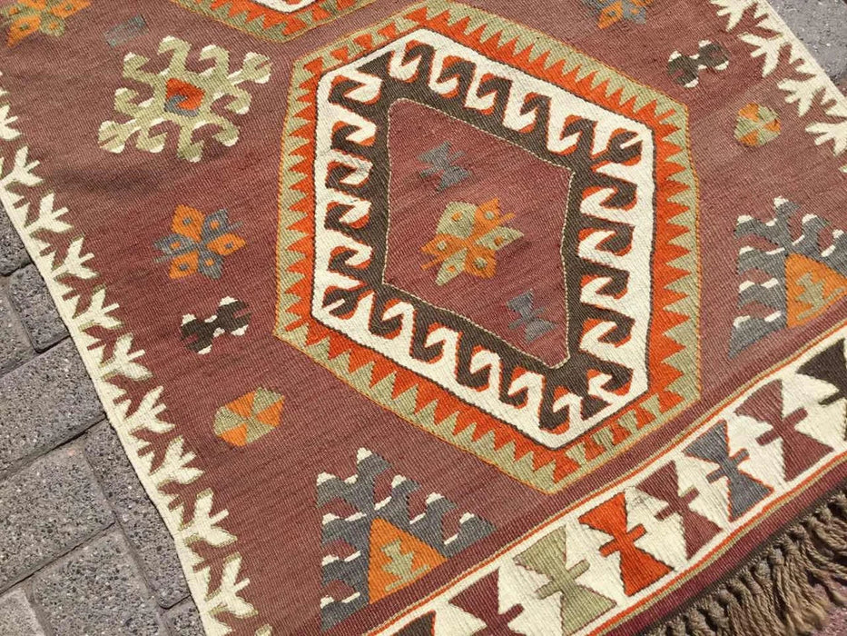 Vintage turkkilainen Kilim käytävän juoksumatto 267cm x 88cm