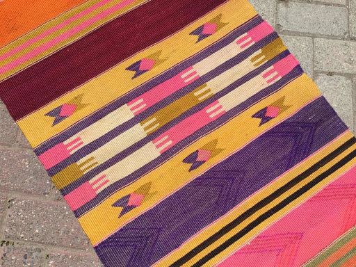 Vintage turkkilainen Kilim käytävän juoksumatto 325cm x 67cm