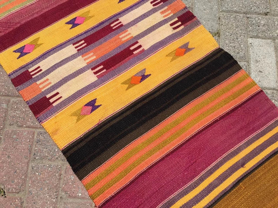 Vintage turkkilainen Kilim käytävän juoksumatto 325cm x 67cm