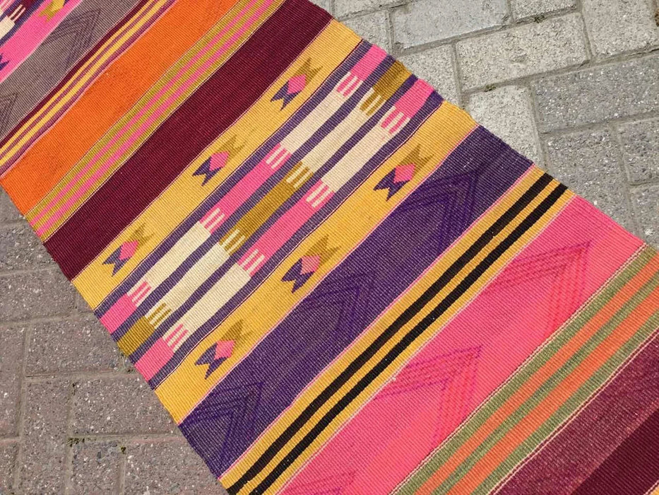 Vintage turkkilainen Kilim käytävän juoksumatto 325cm x 67cm