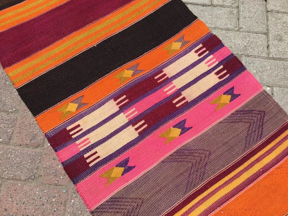 Vintage turkkilainen Kilim käytävän juoksumatto 325cm x 67cm