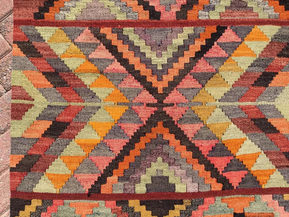 Vintage turkkilainen Kilim käytävän juoksumatto 365cm x 98cm