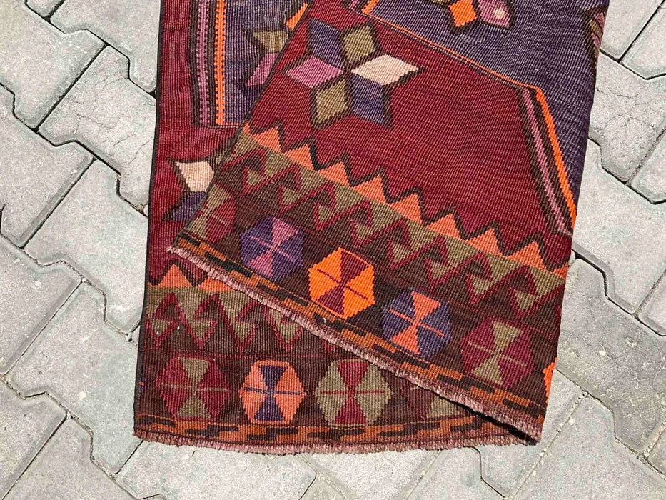 Vintage turkkilainen Kilim käytävän juoksumatto 453cm x 102cm