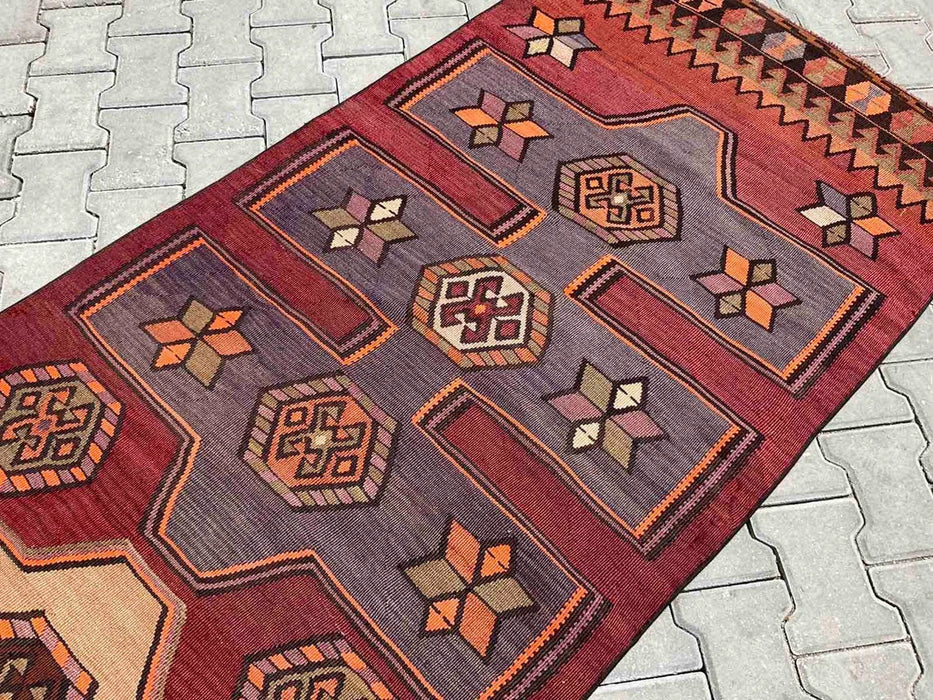 Vintage turkkilainen Kilim käytävän juoksumatto 453cm x 102cm