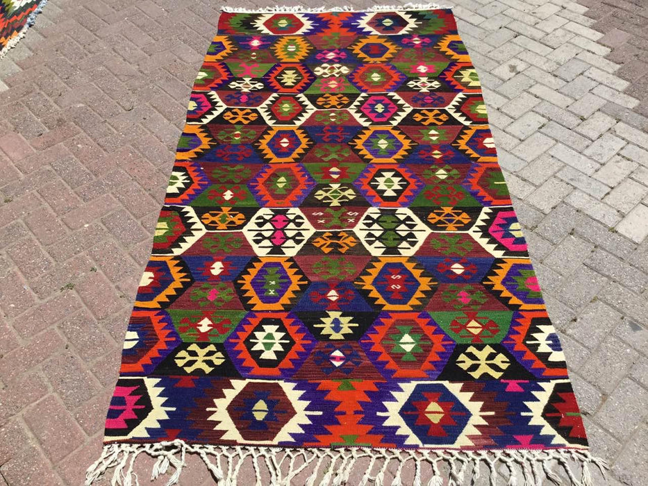 Vintage Turkse Kelim Leyla 129cm x 241cm vloerkleed