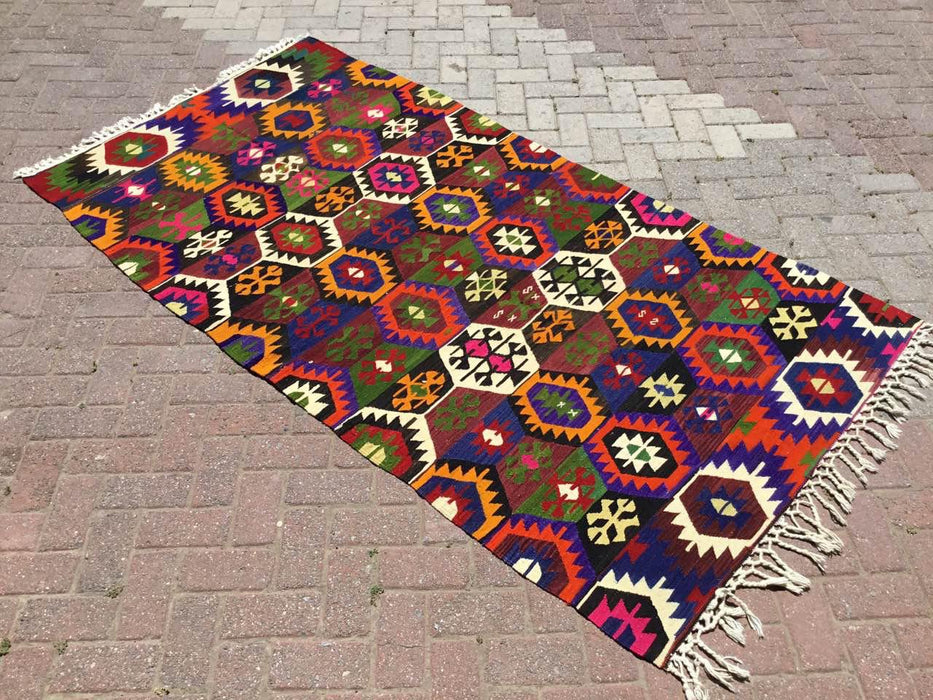 Vintage Turkse Kelim Leyla 129cm x 241cm vloerkleed