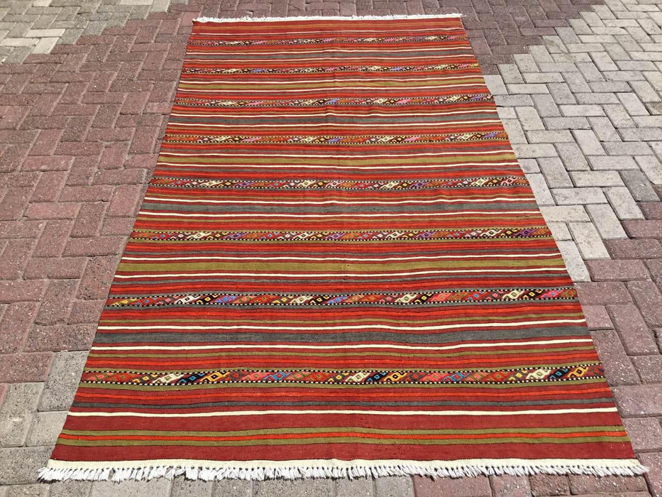 Vintage turkkilainen Kilim Ocho 150cm x 269cm käsinkudottu matto