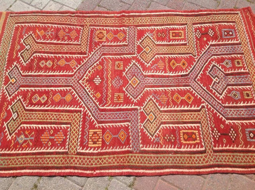 Tappeto Kilim turco vintage 101 cm x 165 cm in lana intrecciata a mano