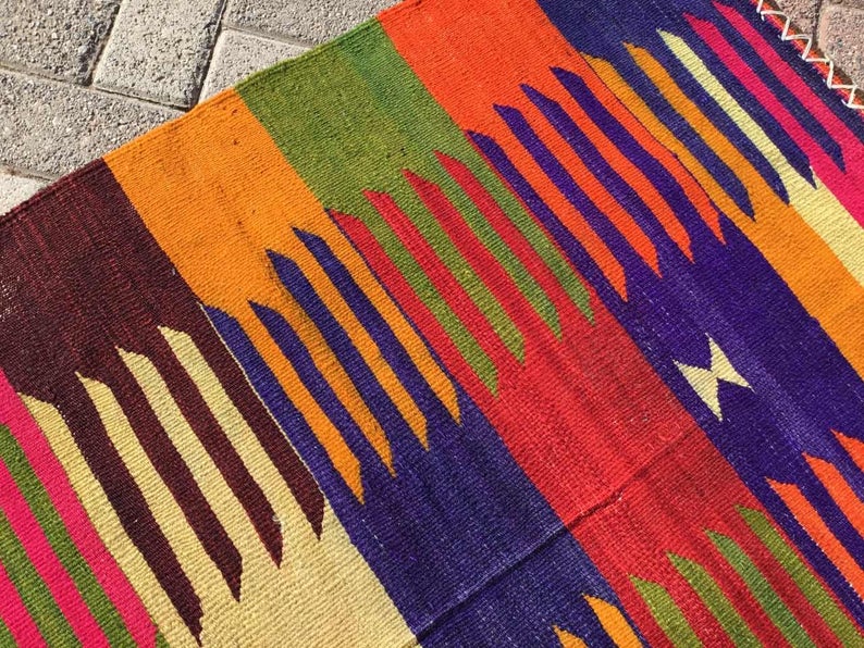 Vintage Turkish Kilim Rug 119cm x 105cm #016