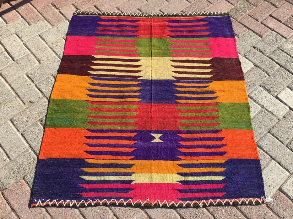 Vintage Turkish Kilim Rug 119cm x 105cm #016
