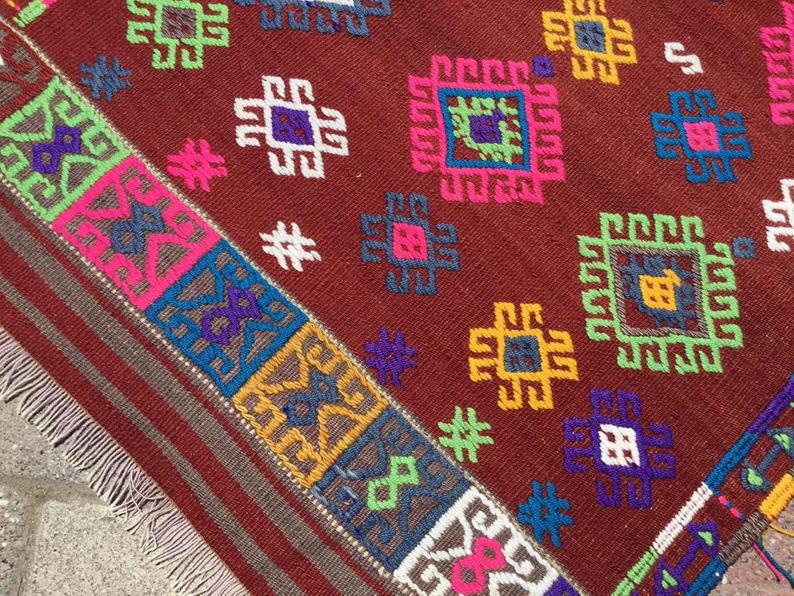 Vintage Turkish Kilim Rug 122cm x 72cm Handmade Artisan Piece