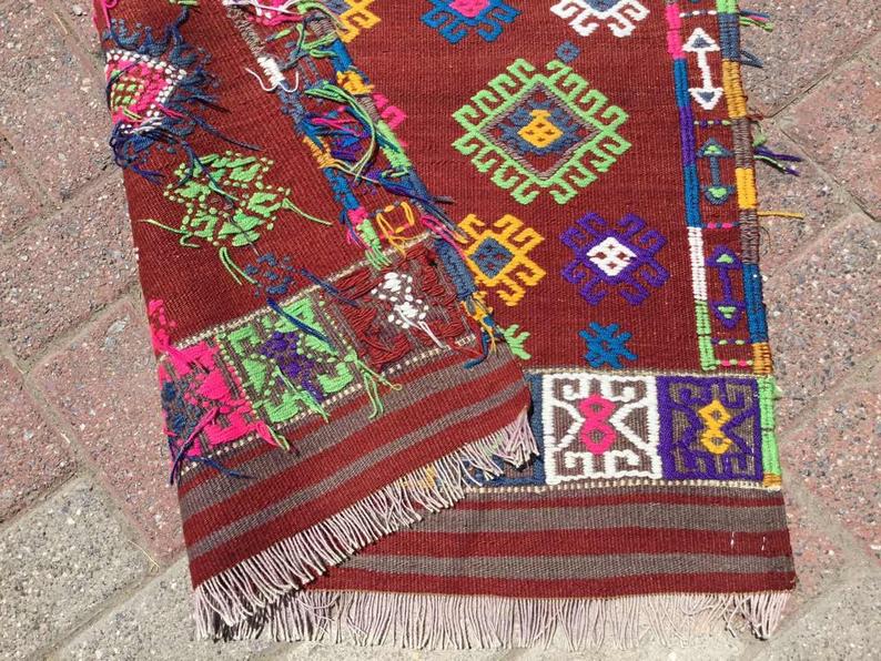 Vintage Turkish Kilim Rug 122cm x 72cm Handmade Artisan Piece