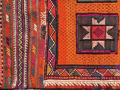 Vintage Turkish Kilim Rug 123cm x 85cm Orange Home Decor