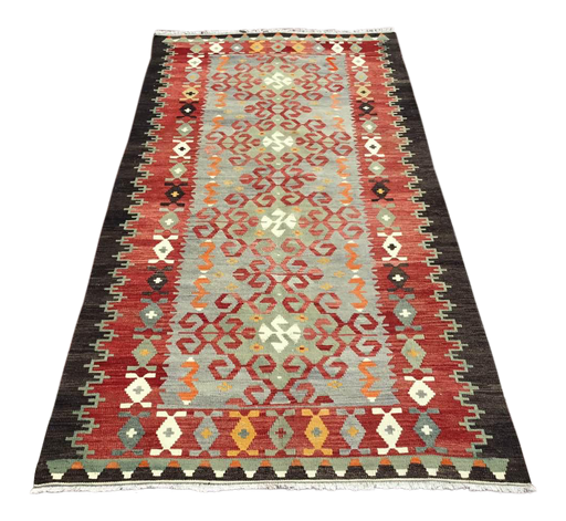 Vintage turkkilainen Kilim matto 129cm x 254cm käsinkudottu