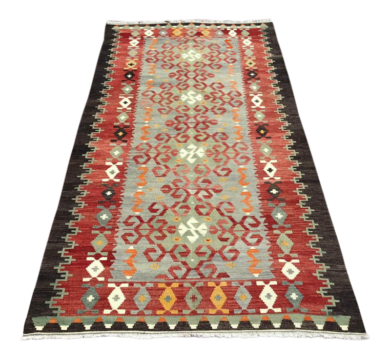 Vintage turkkilainen Kilim matto 129cm x 254cm käsinkudottu