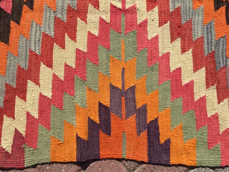 Vintage Turkish Kilim Rug 137cm x 98cm 45 Years Old