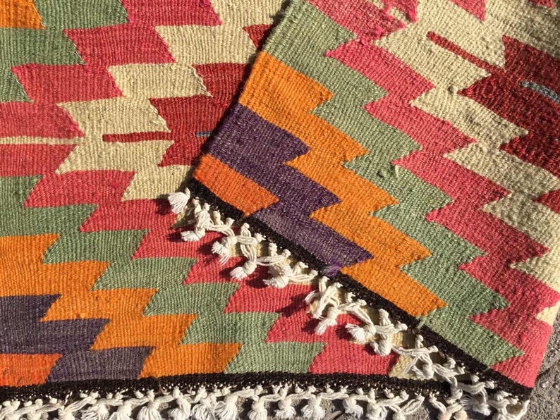 Vintage Turkish Kilim Rug 137cm x 98cm 45 Years Old