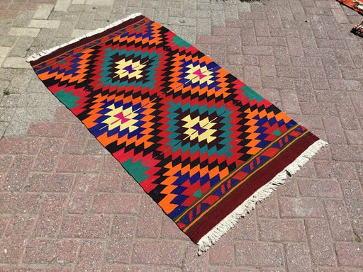 Vintage Turkish Kilim Rug 147Cm X 89Cm Orange Home Decor