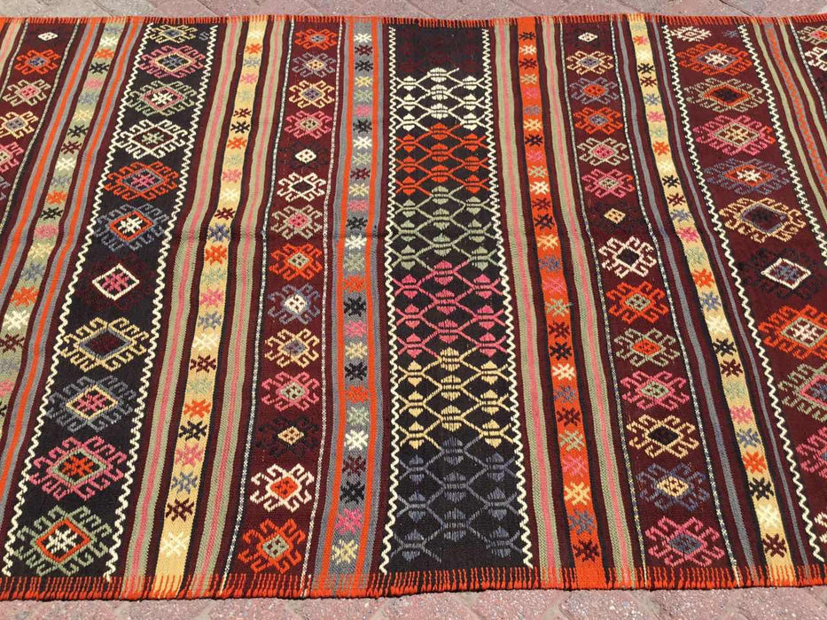 Vintage Turkish Kilim -matto 147cm x 251cm Käsintehty #619