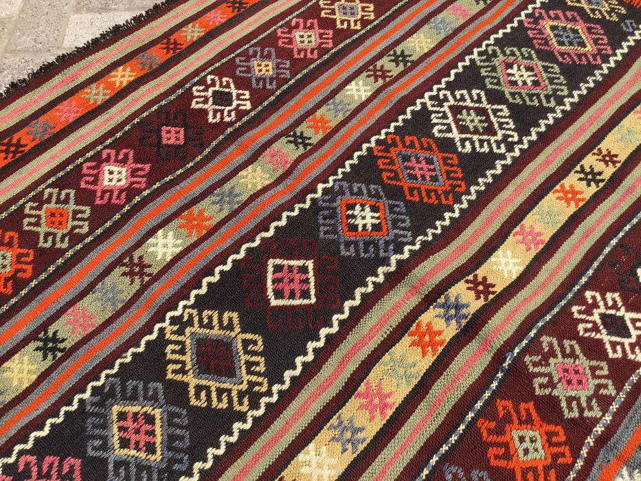 Vintage Turkish Kilim -matto 147cm x 251cm Käsintehty #619