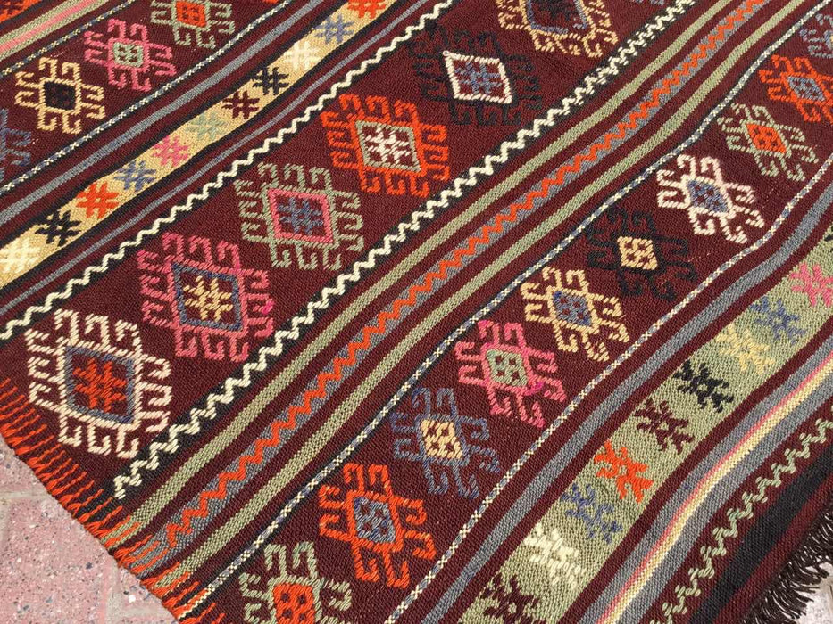 Vintage Turkish Kilim -matto 147cm x 251cm Käsintehty #619