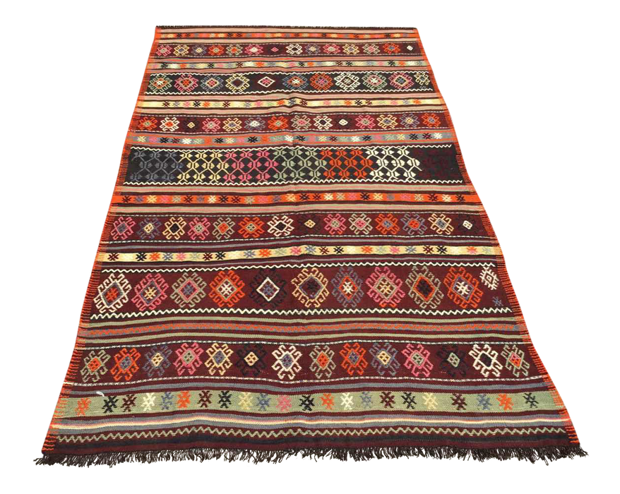 Vintage Turkish Kilim -matto 147cm x 251cm Käsintehty #619