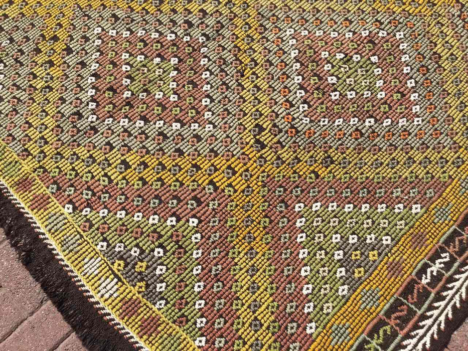 Vintage Turkish Kilim -matto 147cm x 340cm 100% villaa #647