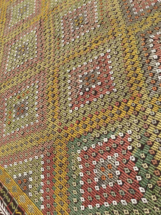 Vintage Turkish Kilim -matto 147cm x 340cm 100% villaa #647