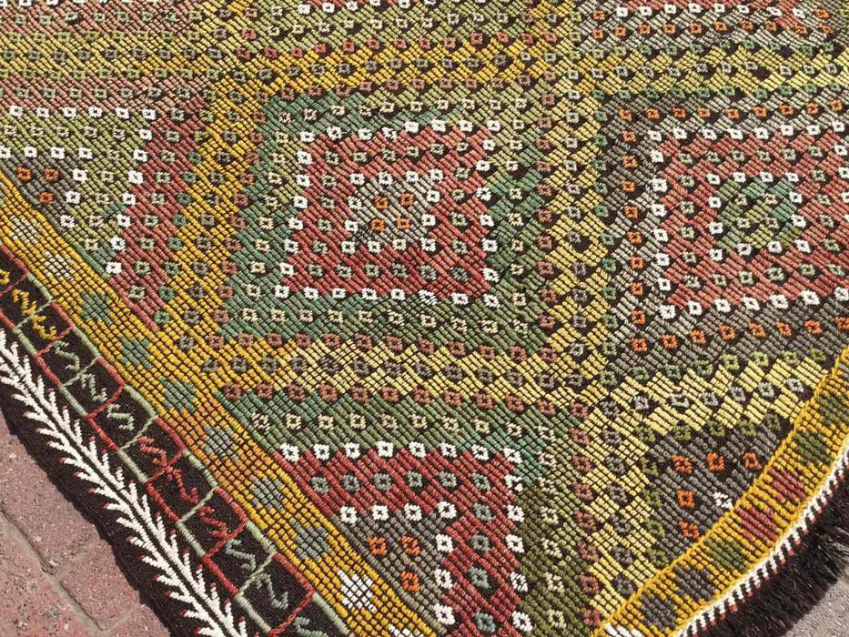 Vintage Turkish Kilim -matto 147cm x 340cm 100% villaa #647